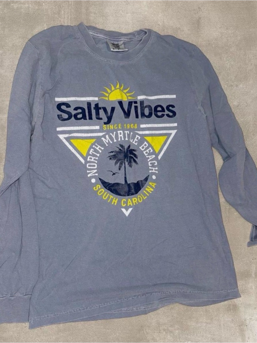 Long Sleeve 'Salty Vibes' Graphic Tee - Blue